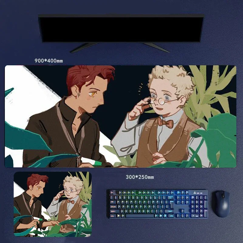 

30/60/70/80CM Cartoon Good Omens Green Plants Mouse Pads Crowley Aziraphale Luxury Mice Keyboard Waterproof Computer Peripherals