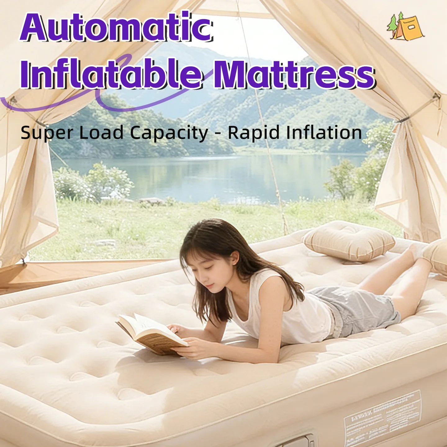 Single/Double Automatic Inflatable Mattress, Bedroom, Outdoor Camping Tent, Moisture-Proof Pad 매트리스 에어매트 접이식 매트리스 매트리스 바닥용 매트 토퍼