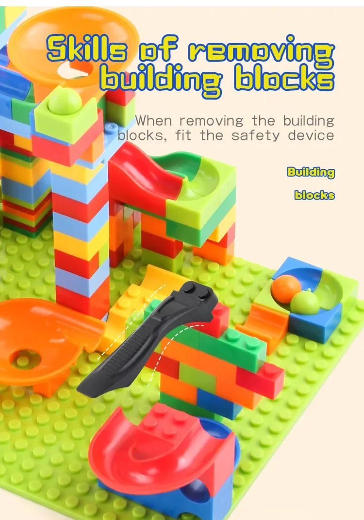 168-336 قطعة مسارات كرة المتاهة للأطفال كتل منزلقة صغيرة لتقوم بها بنفسك مجموعة الطوب ألعاب سباق الرخام الصغيرة لعبة التعليم المبكر #6