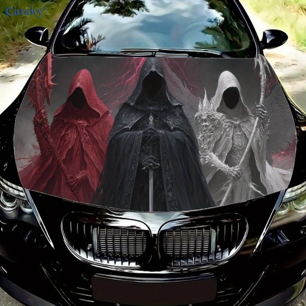 

Three - Colored Cloaked Figures Pattern car hood stickers, waterproof self-adhesive, scratch resistant, easy to stick, durable c