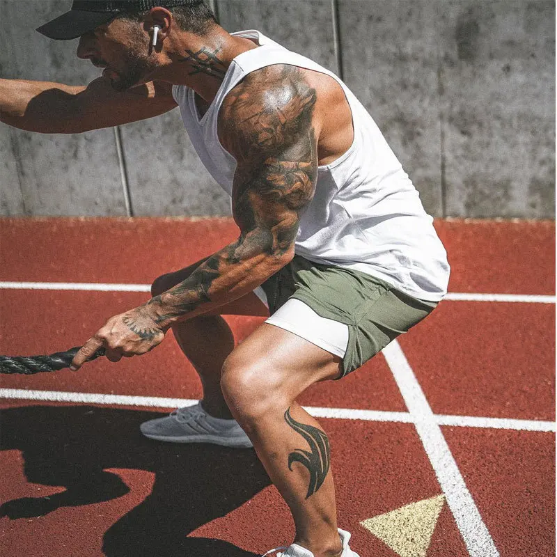 Men Sport Shorts Summer Sportswear 2 In 1 Short Pant Double-deck Training Workout Clothing Male Tight Gym Fitness Running Shorts