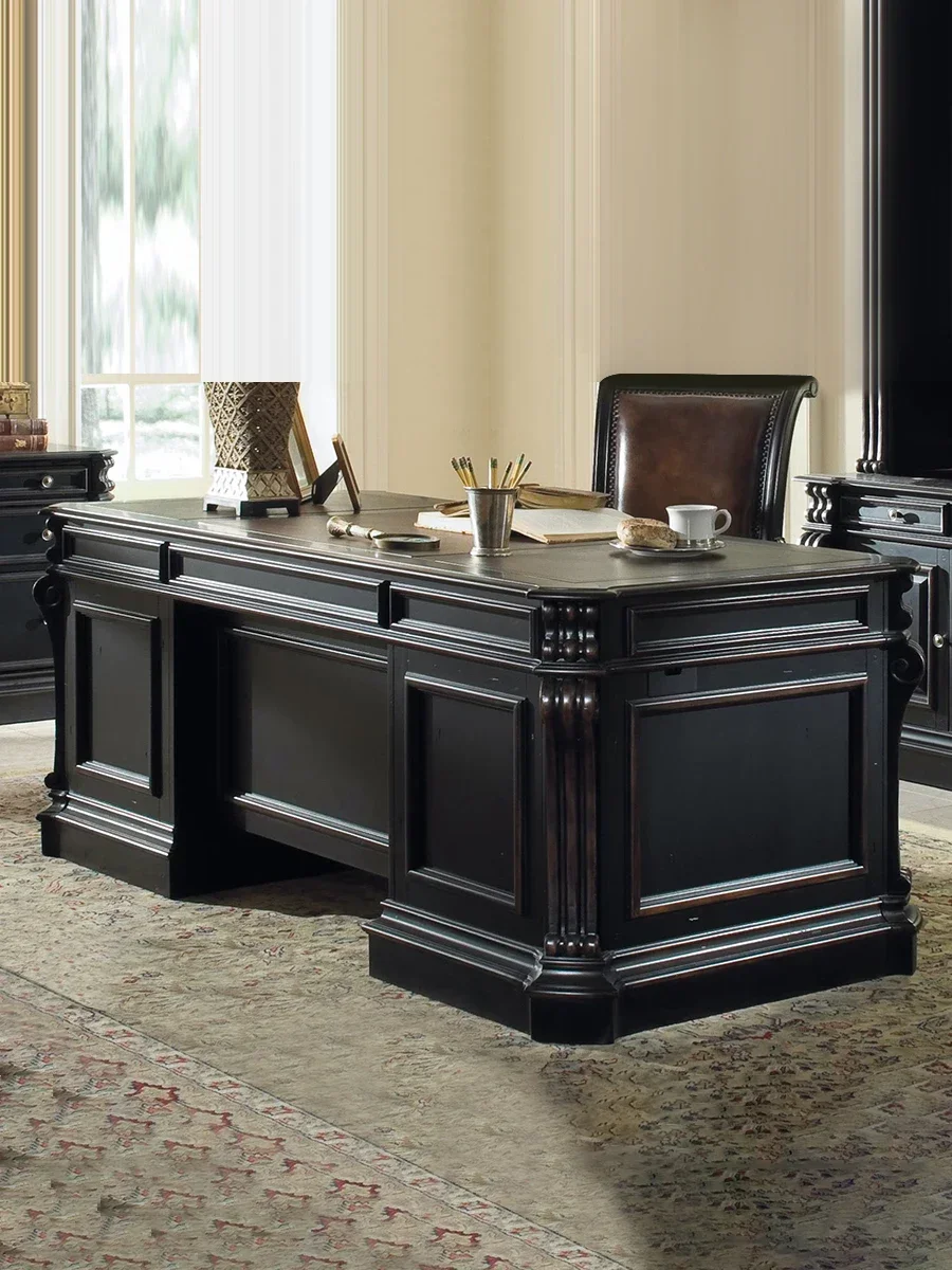 

High-quality New Arrival American Style Retro Solid Wood Desk, New Chinese Style High-end And Grand Boss And Office Desk