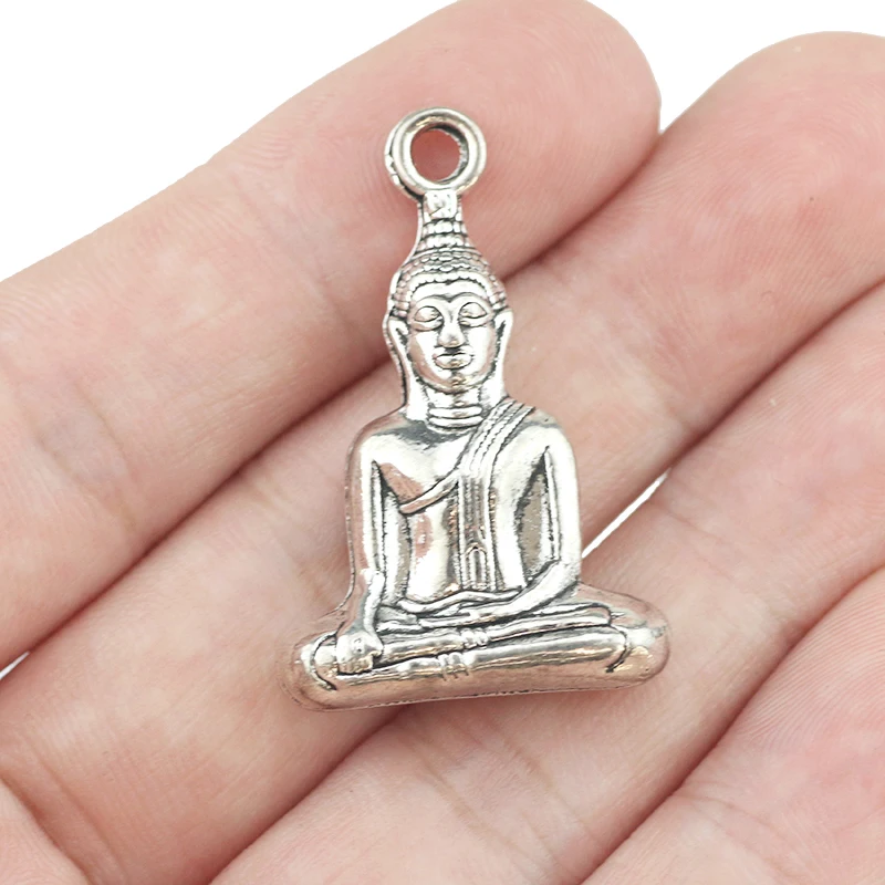 2pieces 24*36mm Antique Silver Color Buddha Charm DIY 3D Buddhism Pendant Necklace Jewelry Making Craft