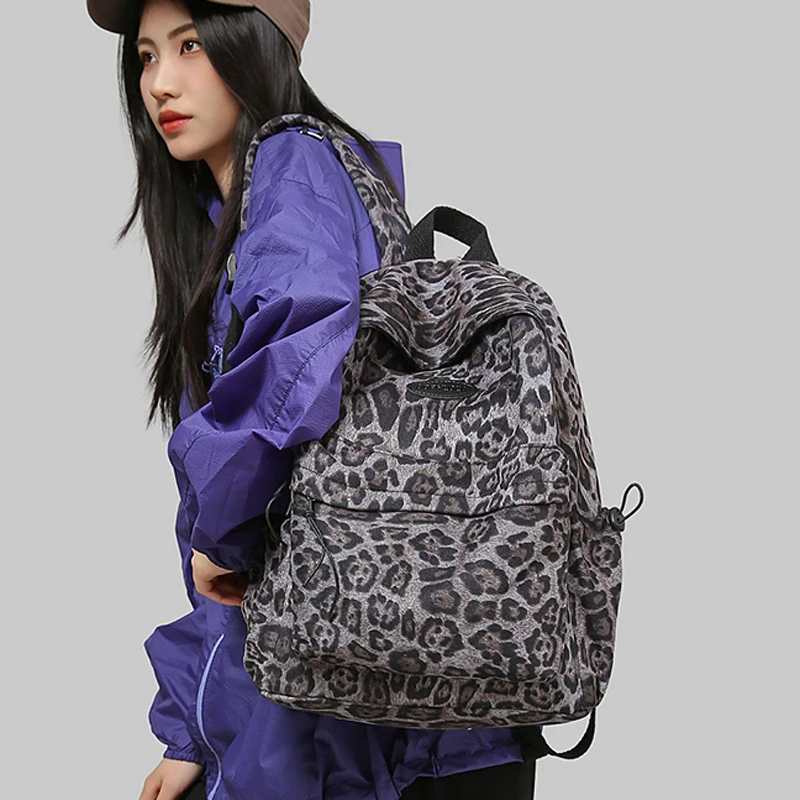 Travelling Bag Leopard Printing Woman Backpack School Book Bags for Teenage Girls Female College Students Lady Leisure BagPack