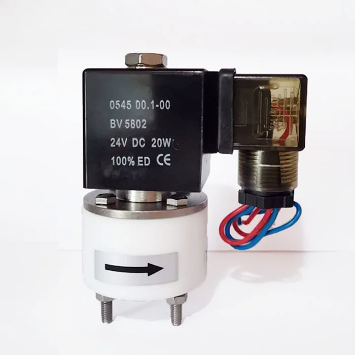 Solenoid Valve Manufacturer 1/2 Inch 15mm Normally Closed Piston Type PTFE  Water  For Surfuric Acid 220VAC