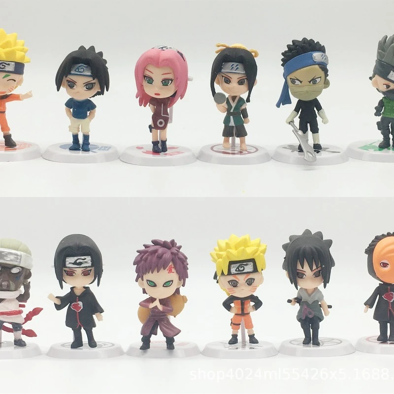Figuras de Naruto de Anime para niños, 6 uds., Naruto Kakashi Itachi Sasuke, modelo de muñeca, adorno de coche, decoración de pasteles, regalo de cumpleaños