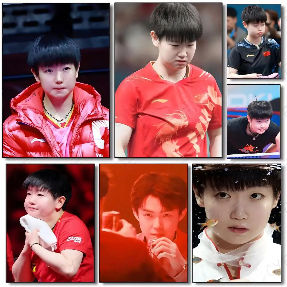 table tennis athlete Sun Yingsha Poster Painting Wall Art Mural for Living Room Home Decor and Gifts