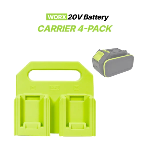 4 Slot Battery Carrier Holder Compatible with WORX 20V Lithium Battery, Portable Power Tool Battery Storage Carry Rack, Workshop