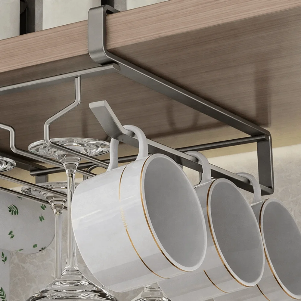 Carbon Steel Upside Down Wine Glass Holder Hanging Ventilation Inverted Goblets Rack Waterproof Rust-resistant Upside Down Shelf