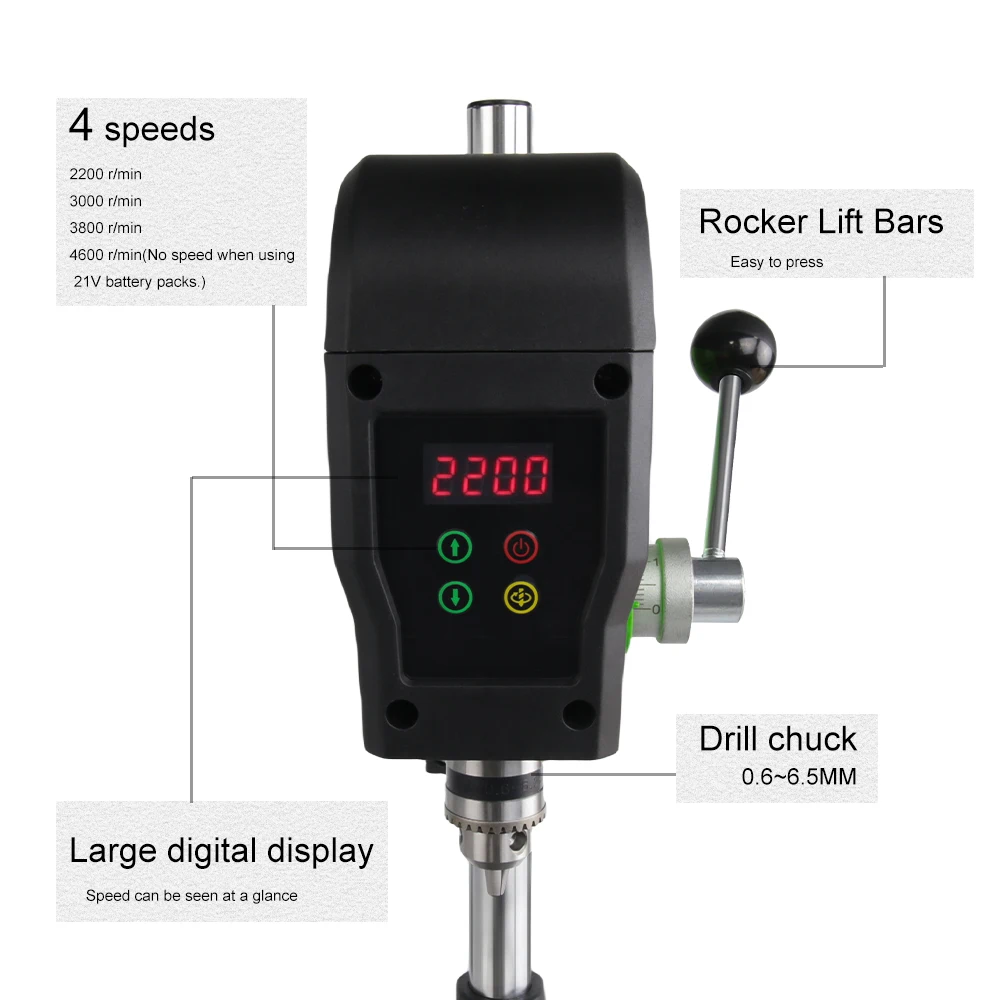Imagem -06 - Allsome-ferro Fundido Benchtop Drill Press Máquina de Perfuração Compatível para Makita 18v Bateria e 220v ac Adaptador Velocidades