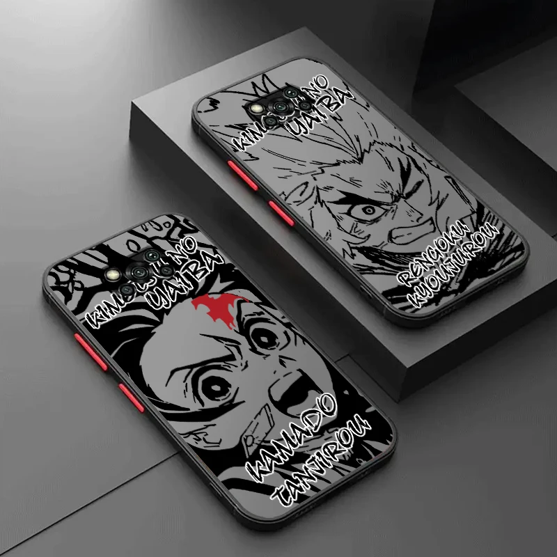 

Anime Demon Slayer Cool Cute Frosted Translucent For Xiaomi Mi Poco X5 X4 X3 M6 M5S M5 M4 M3 F5 F4 F3 GT Pro 5G Matte