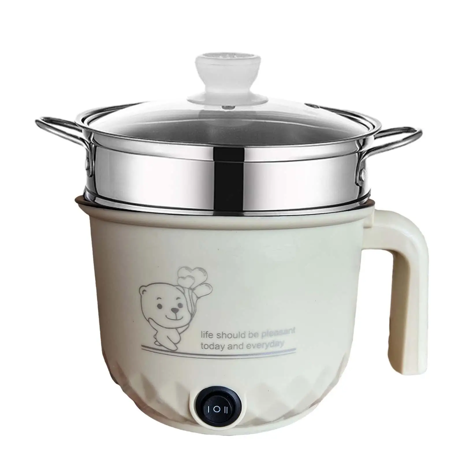 Electric Cooking Pot Portable Travel Cooker Nonstick Electric Skillet Small Rice Cooker for Noodles Ramen Oatmeal Cooking Pasta