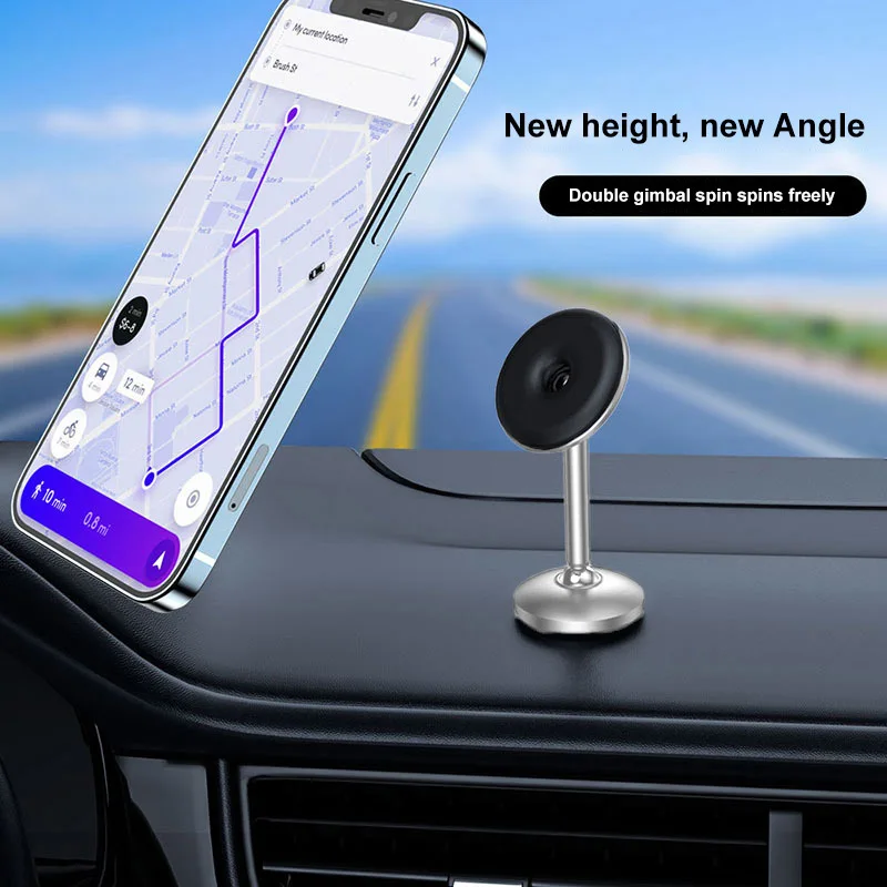 Magnetic Car Phone Mount Universal 360-Degree Rotate Smartphone Holder 398 Aluminium Alloy Magnet Mobile Phone Support Stand