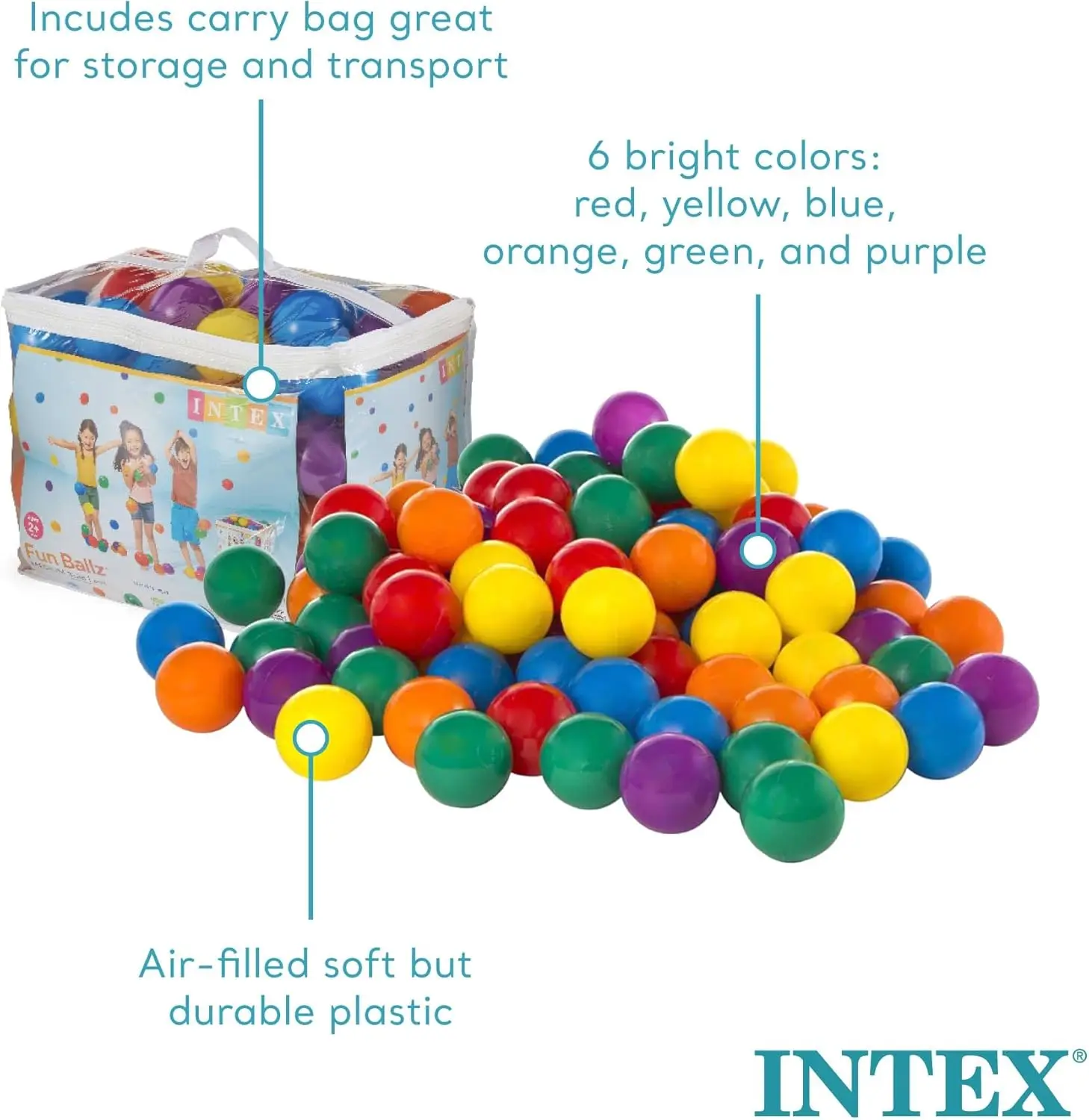 Intex-Maison de Rebond Gonflable pour Enfants, Diabétique O-Lene, Niket Extérieur, Château à Bits de Balles, Ensemble de Jeu avec 100 Petits Ikfor en Plastique