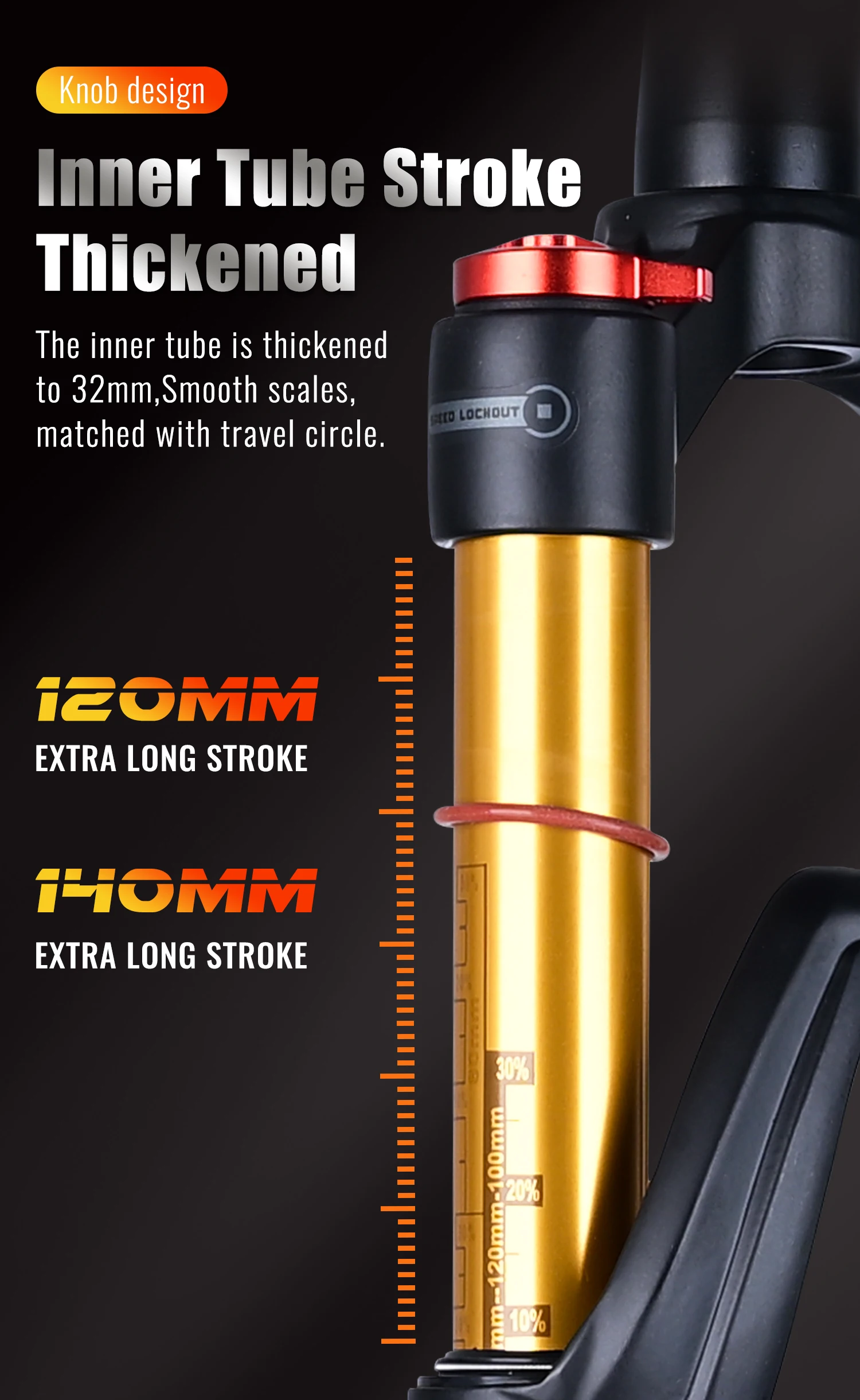 Nanlio X7PRO Fahrrad-Federgabeln, Öl-Gas-Gabel, 120/140 mm, Federweg 26/27,5/29 Zoll, Dämpfung und Rückprall-Aluminiumlegierung, 1,75 kg – Detail 4