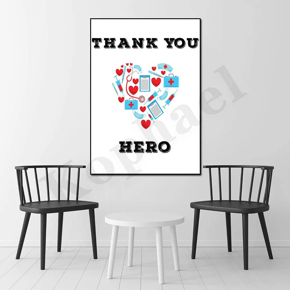 Thank You Health Workers. Thank You Health Heroes. Thank You Doctors. Nurse Wall Art Poster
