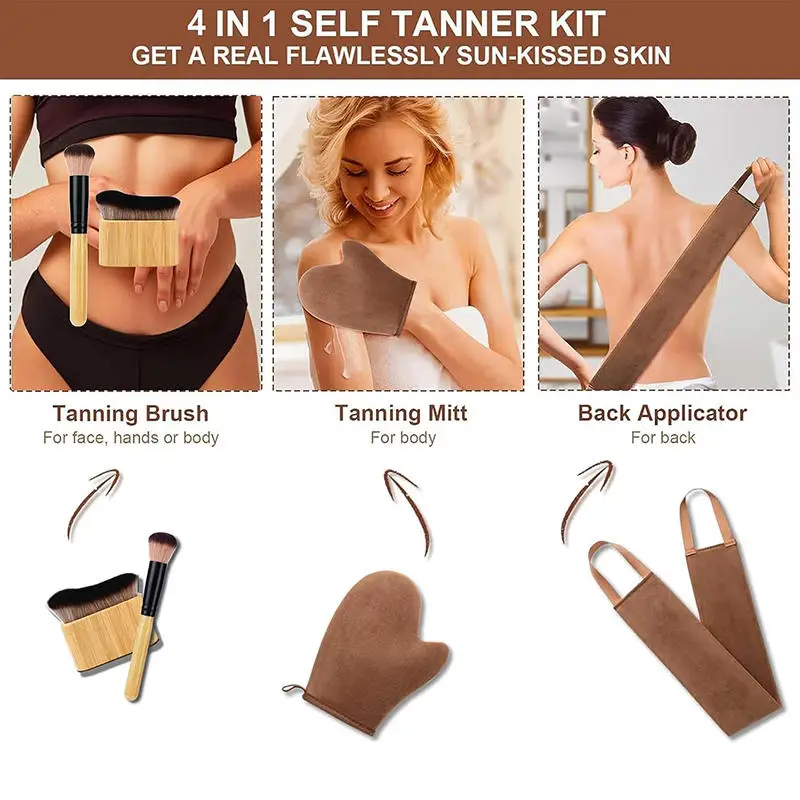 3/4 Pcs-Set Sunless Tanning Kit Self Tanning Mitt Applicator Kit