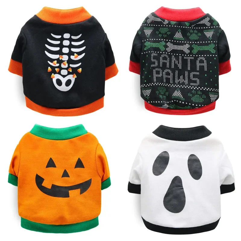 Halloween Pet Dog Clothes Cosplay Clothing Chihuahua Yorkshire Party Pumpkin  Tshirt Vest Jackets for Small Dogs Puppy Cat