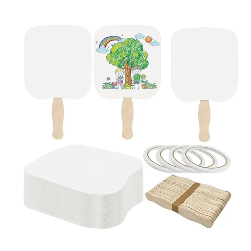 

Набор церковных вееров ABBP-50, 50 пустых вееров из картона с 50 волнистыми деревянными палочками, ручные бумажные вееры