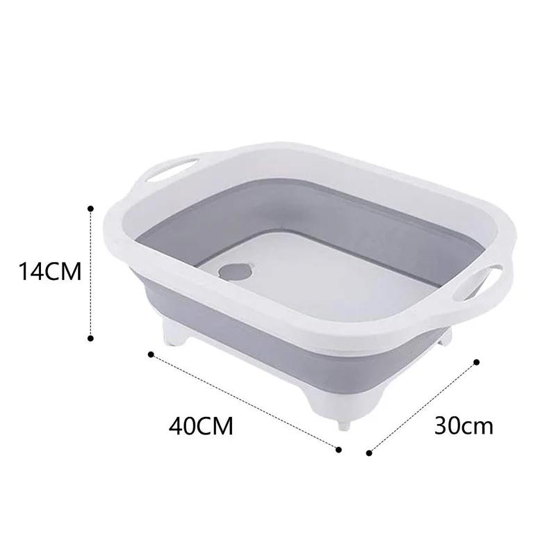 Multifunction Collapsible Cutting Board Dish Tub 3 In1 Folding Sink Drain Basket Outdoor Camp Portable Basins Draining Basket