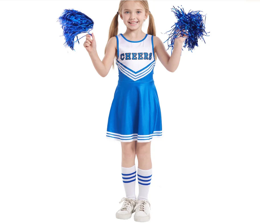 

Student Games Clothing Blue Ball Cheerleading Team Set Dance Performance Dress