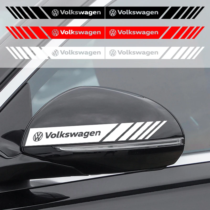 2PCS Car Rearview Mirror Stickers Vinyl Film Decals Styling For Volkswagen B7 B6 B5 Golf 4 5 6 Polo Passat CC Jetta Mk6 Tiguan