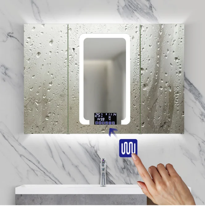 

Newest Arrival Anti Fog Stainless Steel Bathroom LED Mirror Cabinets Bathroom Vanities With LED Light YMT-S80