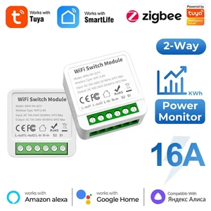 Tuya WiFi/Zigbee3.0 Smart Switch Mini Breaker DIY Module Remote Timer Wireless Light Control Work with Smart Life Alexa Google