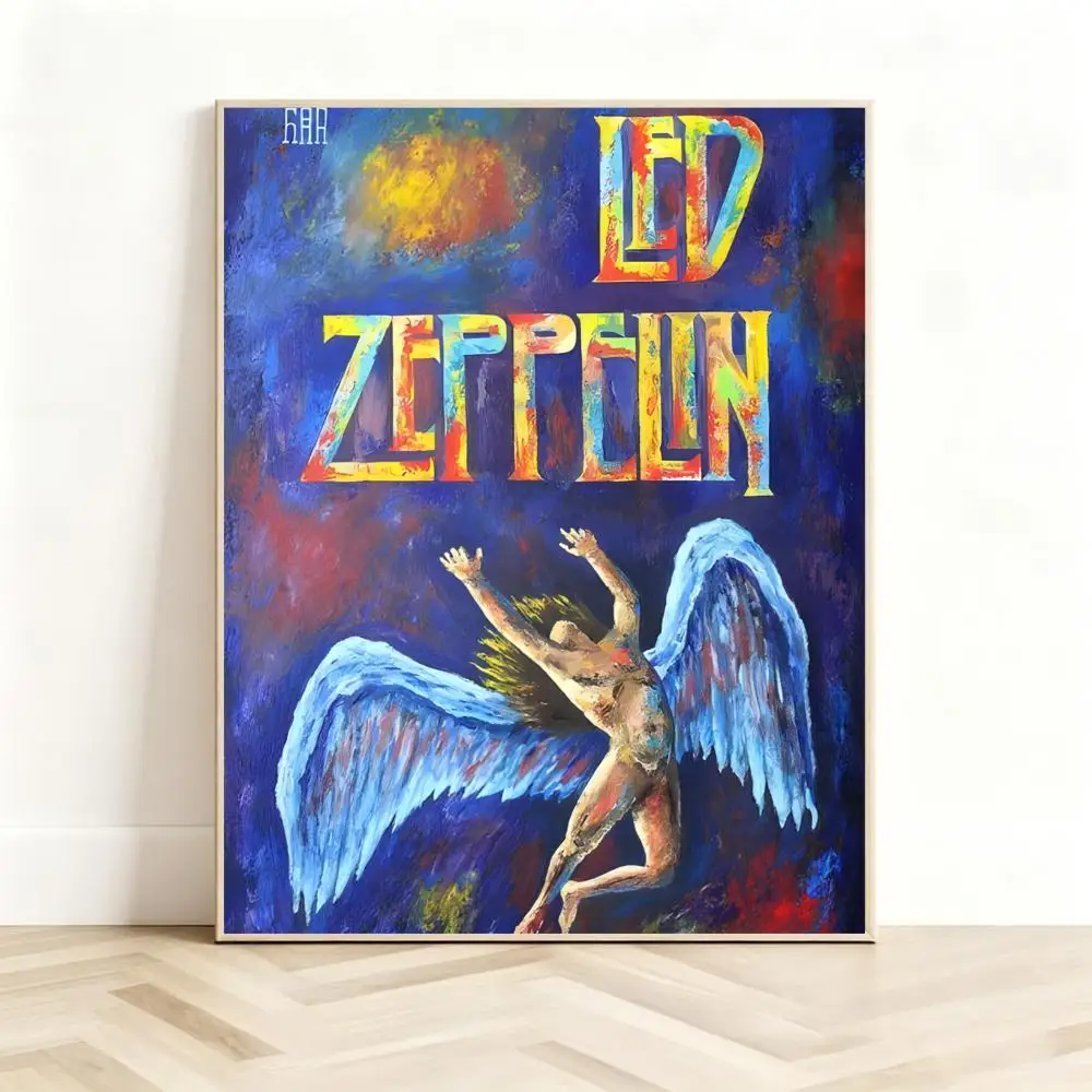 Legendary Rock Band L-Led Zeppelin Poster Classic Self-Adhesive PP Wall Sticker for Living Room Bar Decor Gift