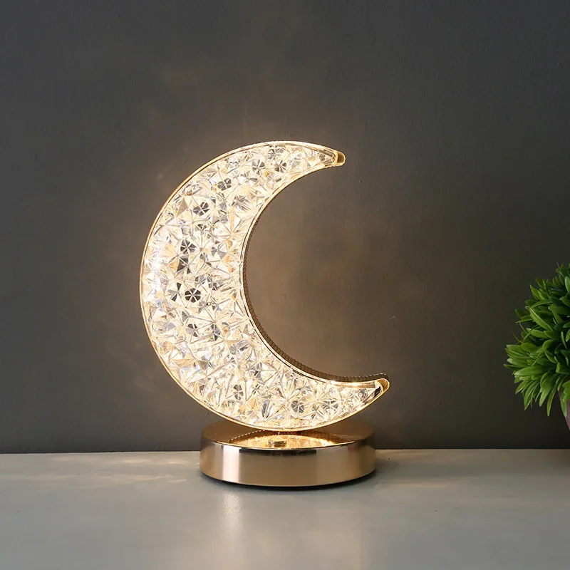 Lámpara de mesa de Luna y Estrella, lámpara de Ambiente de regalo de cumpleaños para niños, luz moderna Simple, decoración táctil de lujo, luz nocturna