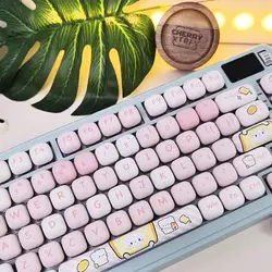 140 Keys MOG Keycaps Cute Bread Bear Cap PBT Keycap for HI75 HI8 S99 F99 104 F87 61 Mechanical Keyboard Keycaps for Girl Gift