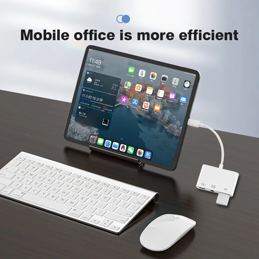 Byscoon 3 في 1 Lightning إلى USB 3.0/Charge/3.5mm Jack لهاتف iPhone 14 13 12 11 Pro XS Max XR X iPad Converter لمحول iOS OTG