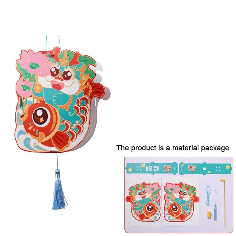 

Cartoon Handheld Dragon Lantern Handmade LED Light Handheld Glowing Lanterns Paper Chinese Style Mid-Autumn Festival Lantern