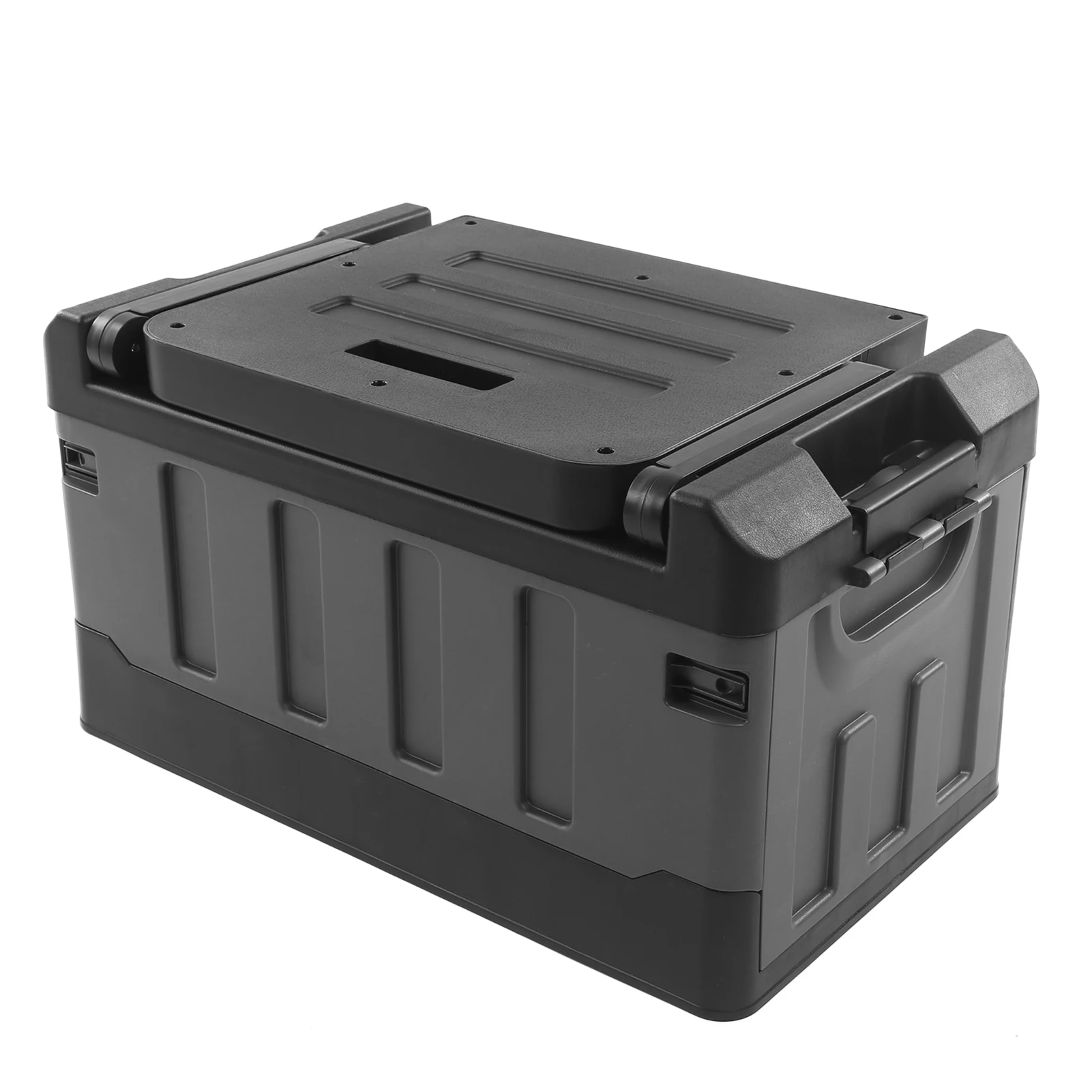 

Складной автомобильный ящик для хранения, кресло 2 в 1, складной контейнер для багажника, матовый черный цвет для дома, путешествий, рыбалки, кемпинга