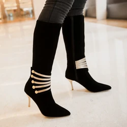 Buty damskie Velvet Boots 2024 Winter New Stiletto Women's Boots High Heel Boots Side Brushed Oversized 47 Size Women's Fashion Shoes