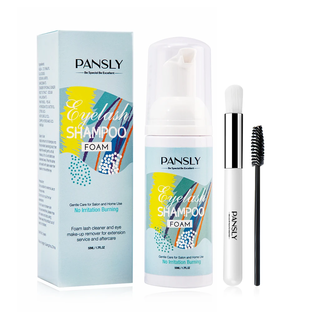 Shampoo Pro Eyelash Extension com 2 Escovas, Espuma de Limpeza Profunda Rápida, Limpador de Maquiagem, Kit Mousse Glue, 1,69 Fl.oz, 50ml
