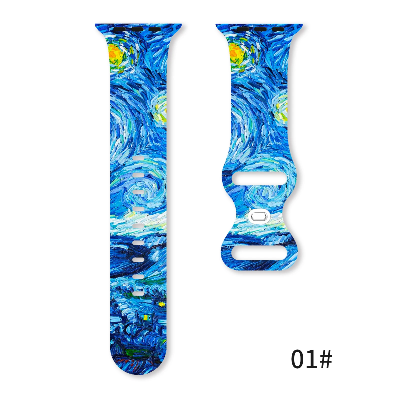 

Van Gogh Impression Silicone Printed Strap for Apple Watch 9 8 7 SE 6 Band Replaceable Bracelet for iWatch 45mm 44mm 42mm 41mm