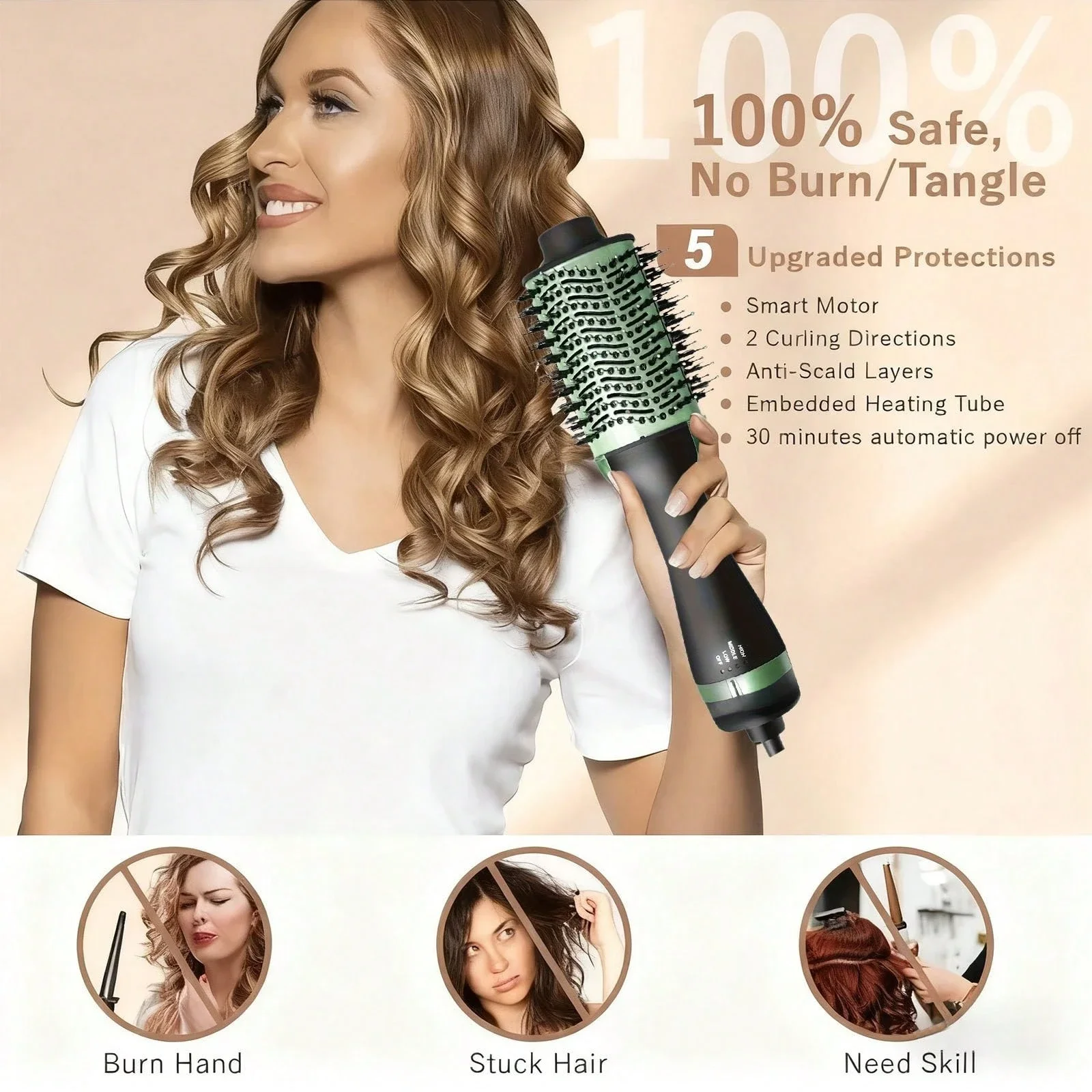 Tyrixma Hair Dryer Brush Blow Dryer In One, Upgraded 4 In 1 Hair Dryer And Styler Volumizer With Negative Ion Hot Air Hair Straightener Brush, Frizz-Free Styling - Ideal For All Hair Types (Straightening, Curling, Voluminous Waves) - Salon & Home Use.