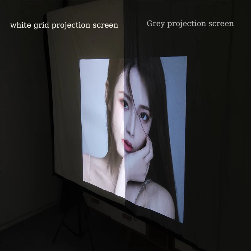 ZHNUWIE Projector Screen White Grid Anti-Light 16:9 Projection Screen For Home 72 84 100 120 133 Inch Portable Reflective Cloth