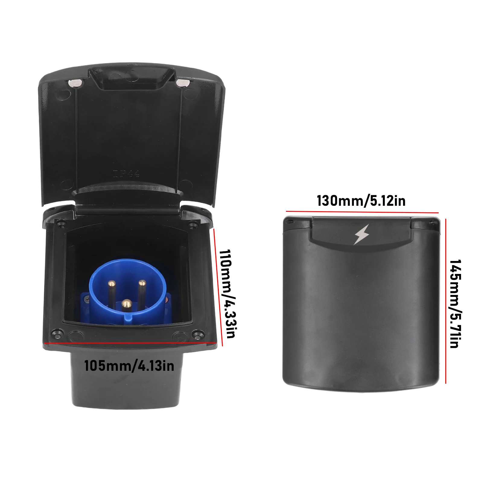 32A 220V‑250V RV External Power Outlet Box 3 Pin Plug Socket Waterproof Embedded Mounting for Campers Trailer