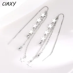 CIAXY Silver Color Meteor Shower Ear Line Female Aesthetic Long Tassel Star Ear Chain Earrings Korean Small Fresh Jewelry Gifts