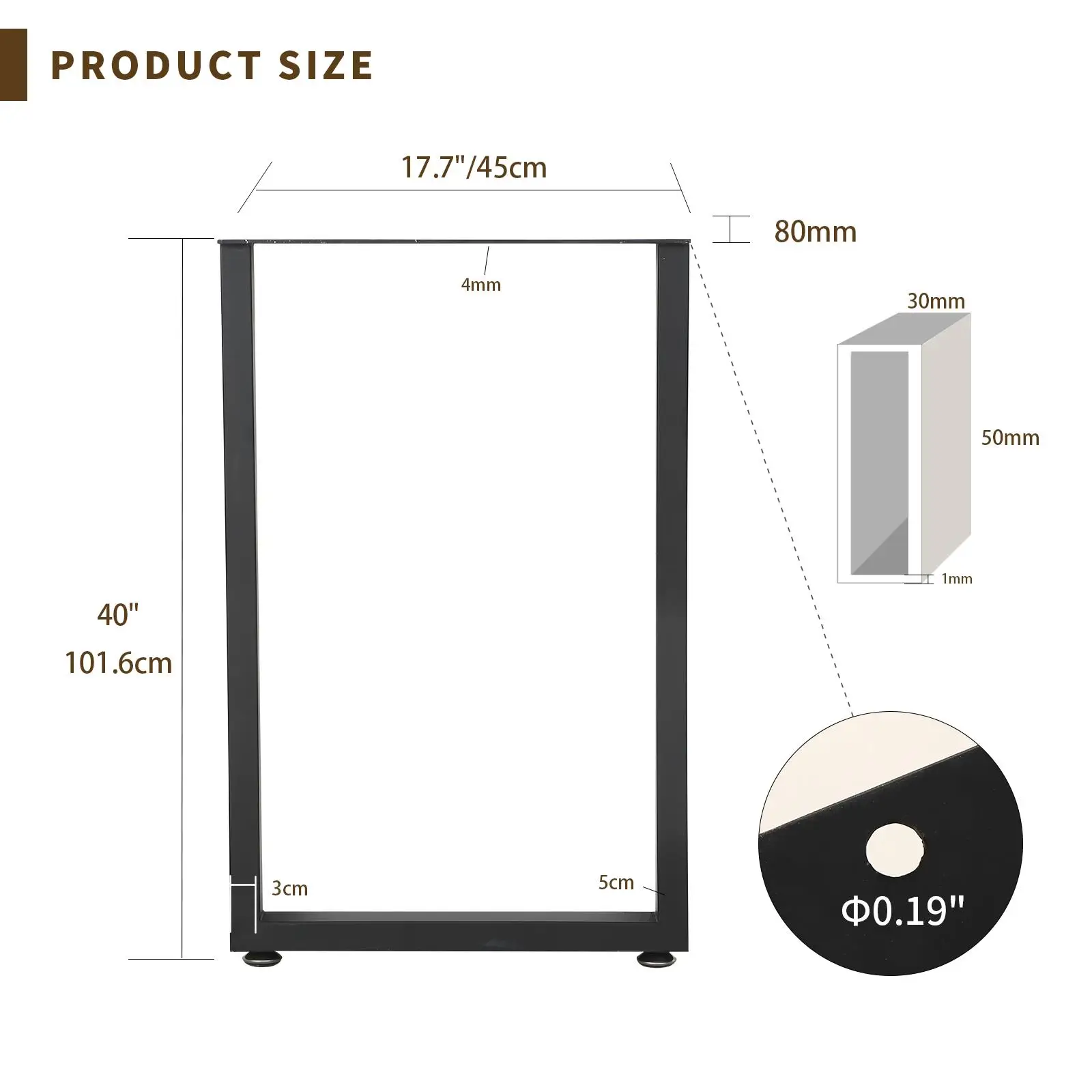 Set of 2 Bar Height Table Legs, 40 Inch Adjustable for Dining or Kitchen Use