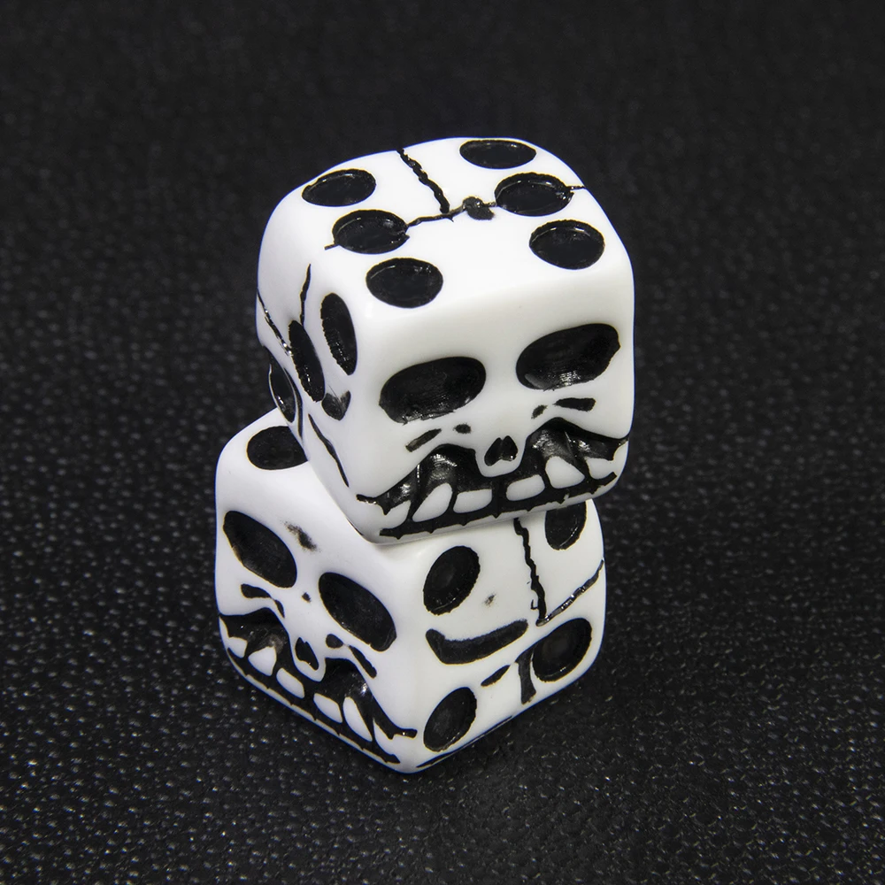 Criativo Skeleton Dice para Halloween, Funny Party Gift, Acessórios para Jogos de Tabuleiro, 6 Lados, Skull Dice, 2 Pcs, 6Pcs