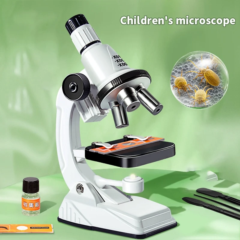 Kids Educational Science Microscope Toy STEM Learning Kit for Student Children Science Experiment Tool Birthday Gift-ANKL