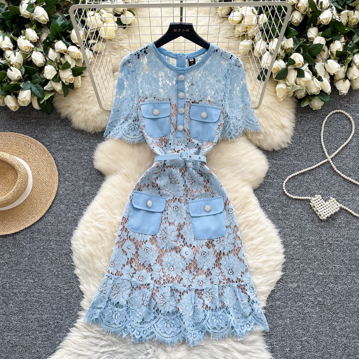 أنيقة خمر مثير الزنانير الدانتيل ضئيلة أنيقة الجنية الكورية أزياء بوهو فستان الشمس النساء الملابس