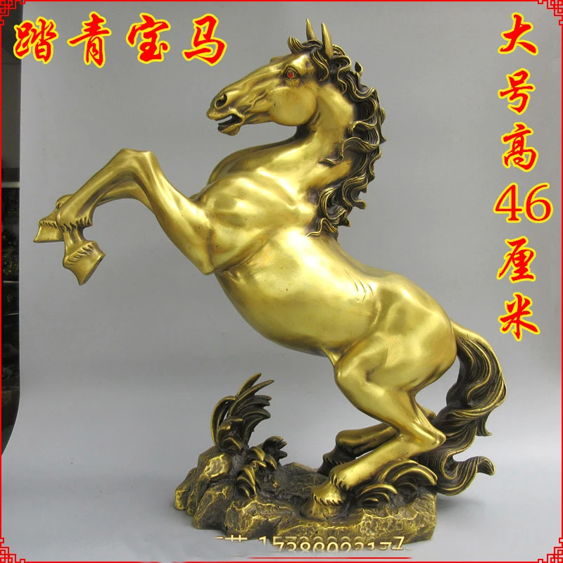 TOP COOL  HOME Shop company hall decoration FENG SHUI Business Money Drawing Success Good luck horse brass Sculpture