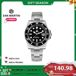 San Martin Men Diving Watches Luxury Business Stainless Steel Automatic Mechanical Watch Sapphire Glass Waterproof 20Bar SN0017