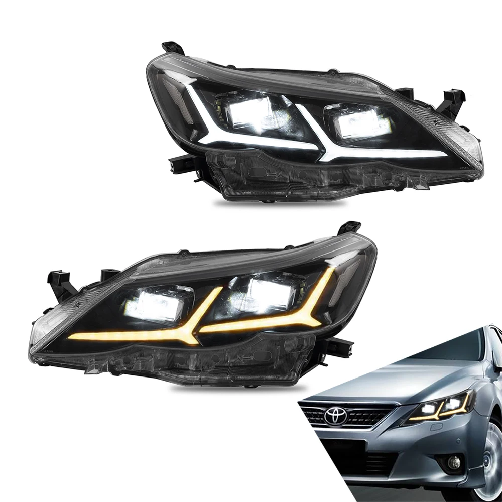 Headlamp Assembly for Toyota Reiz MARK X 2010-2013 LED Headlights with Moving Turn Signal Dual Beam Lens Car Accessories