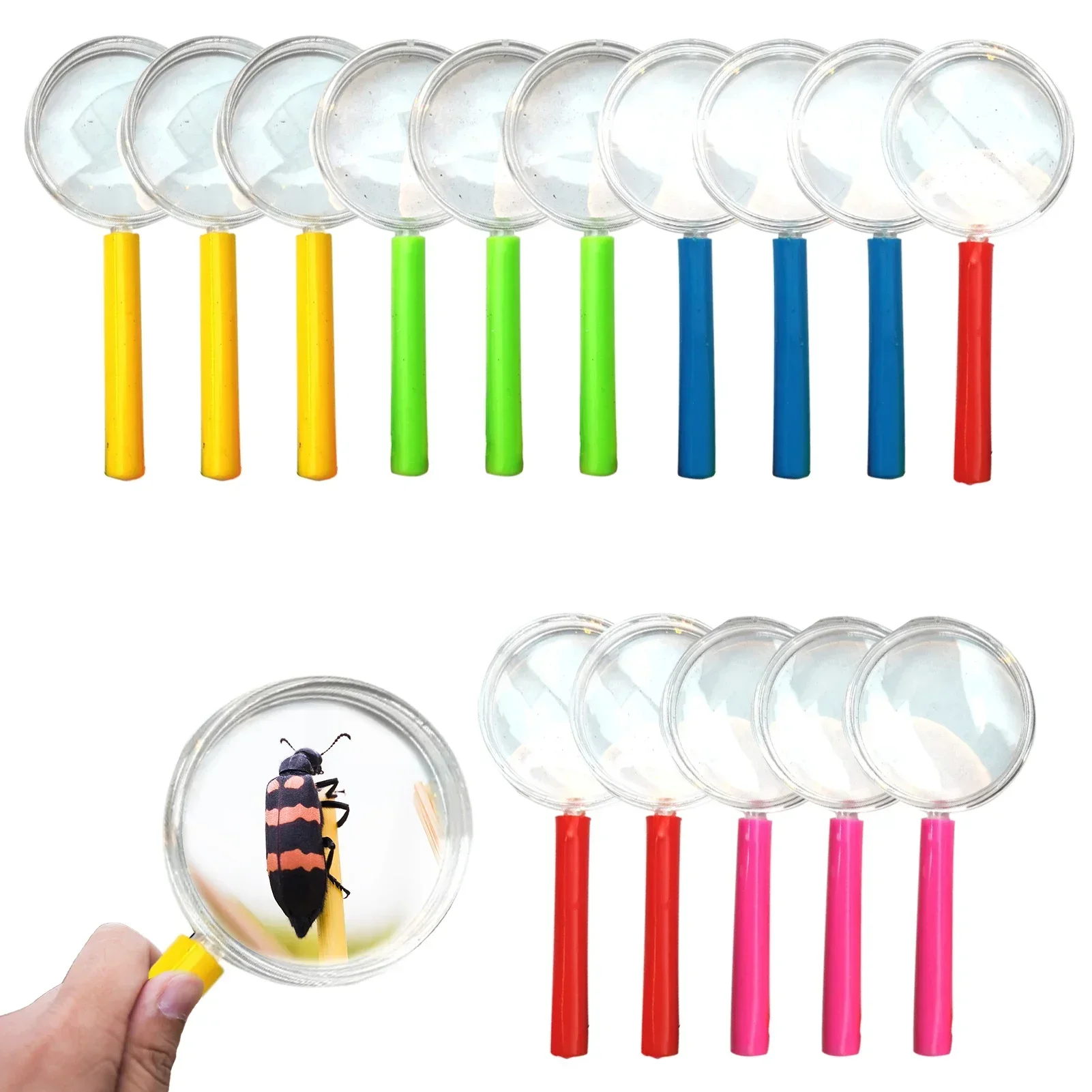 15pcs Optical Detective Toy For Children Clear Experiment Magnifying Glass Home