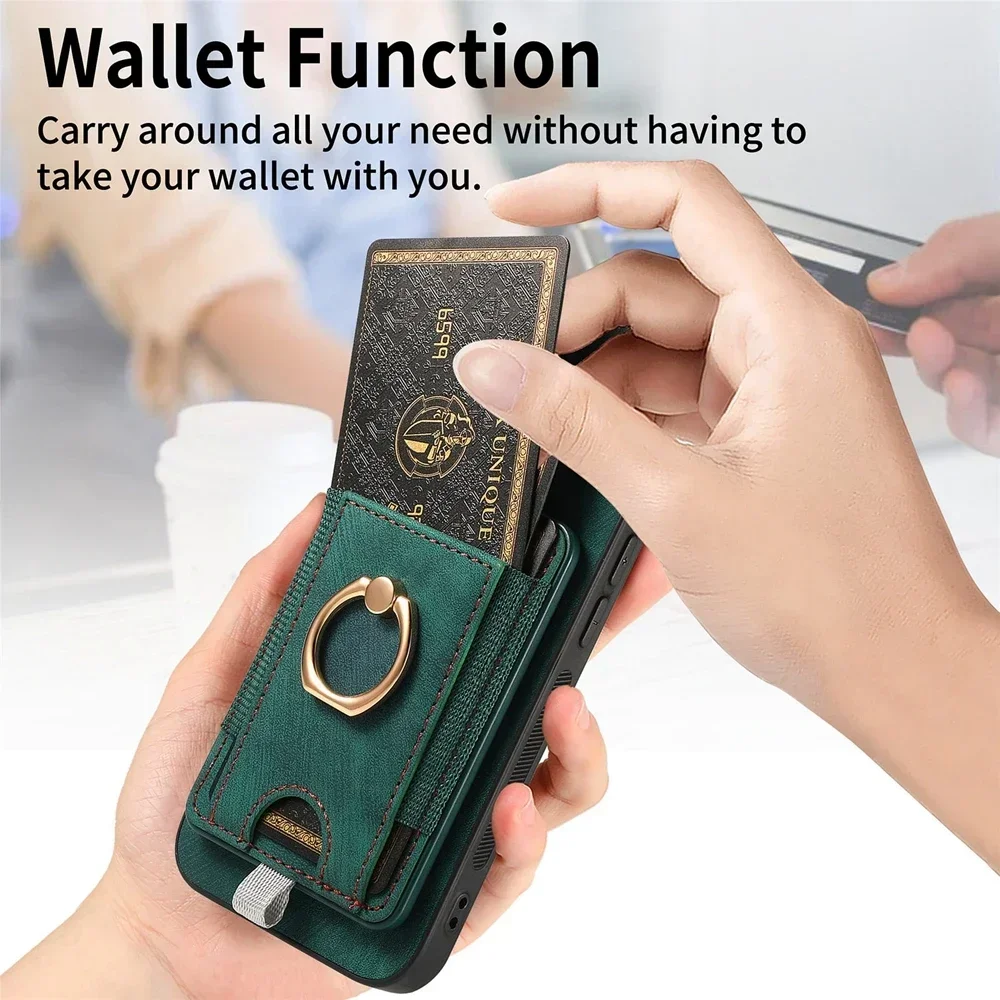 2 in 1 Magsafe Magnetic Leather Wallet Case For Samsung Galaxy S24 S23 Ultra S22 S21 Plus S20 FE Card Holder Ring Phone Cover